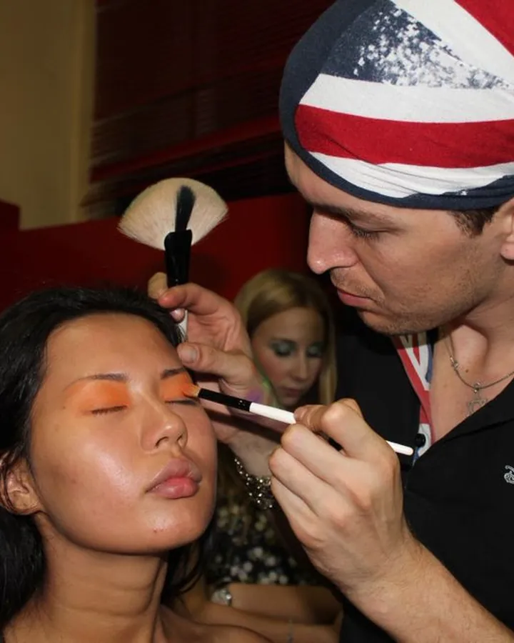 Makeup in progress at SB SPACE, Los Angeles